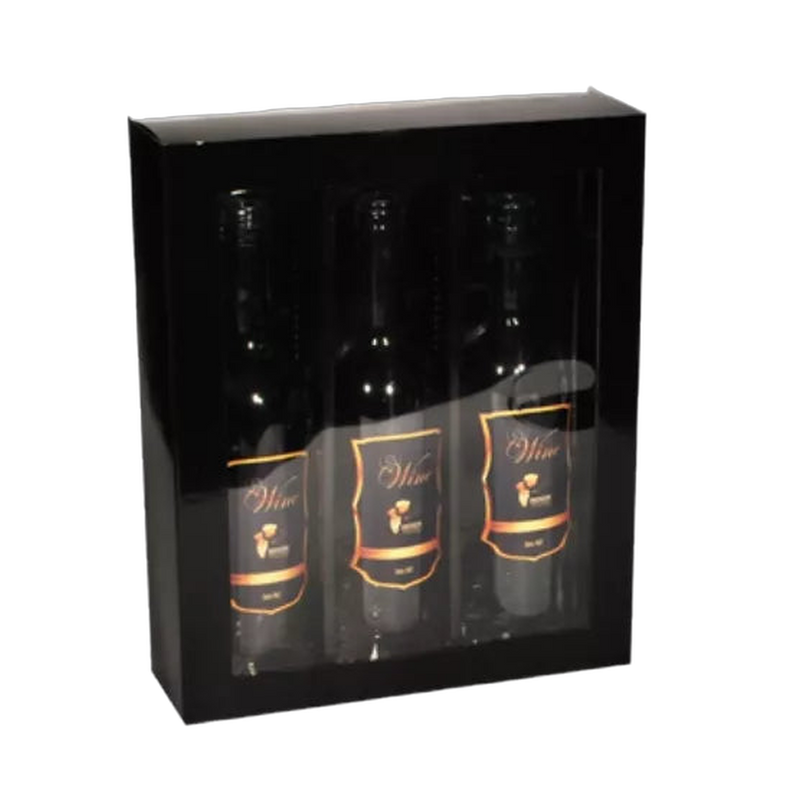 Kado Doos Zwart Met Venster 3 Fles