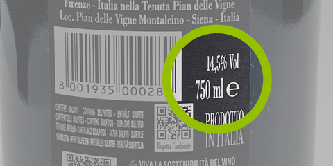 Wijnfles volume indicatie van 750ML