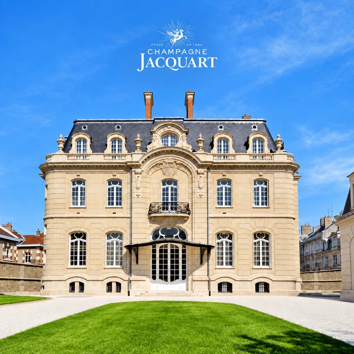 Jacquart Champagne, sfeerfoto met logo