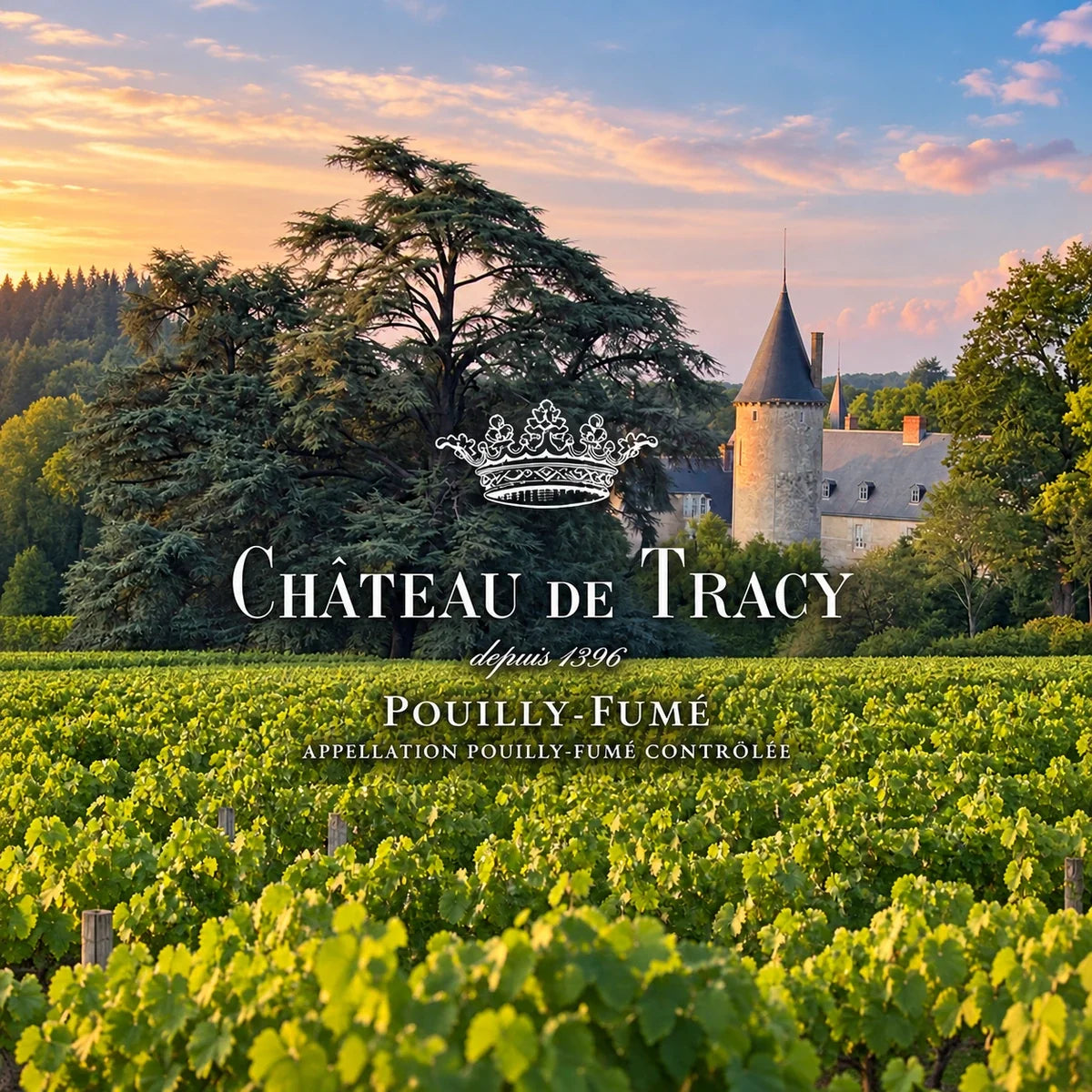 Château de Tracy met het logo van het wijnhuis