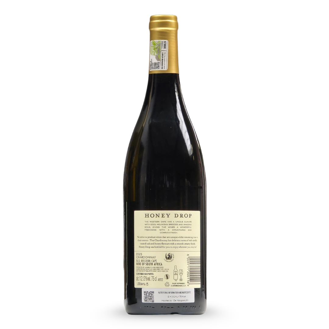 Honey Drop Chardonnay achterkant label