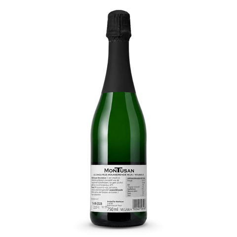 Montusan Mousseux 0.0% achterkant label