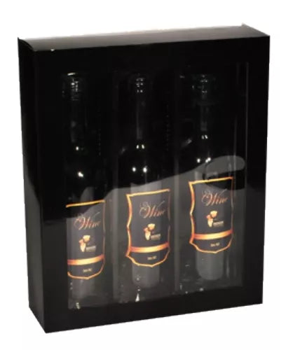 Coffret Cadeau Noir avec Fenêtre 3 Bouteilles
