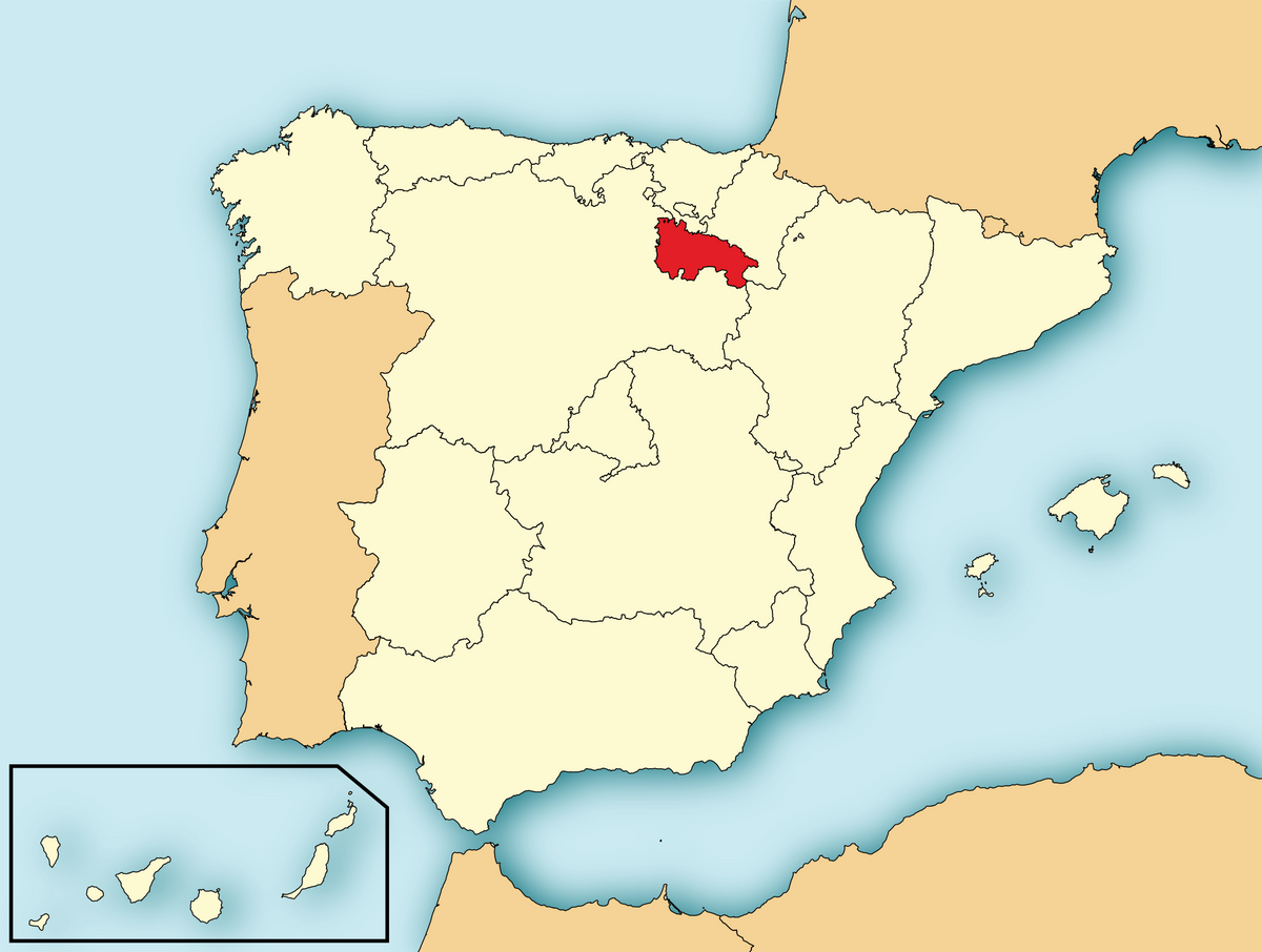 Kaart van Spanje met La Rioja gemarkeerd in het noorden