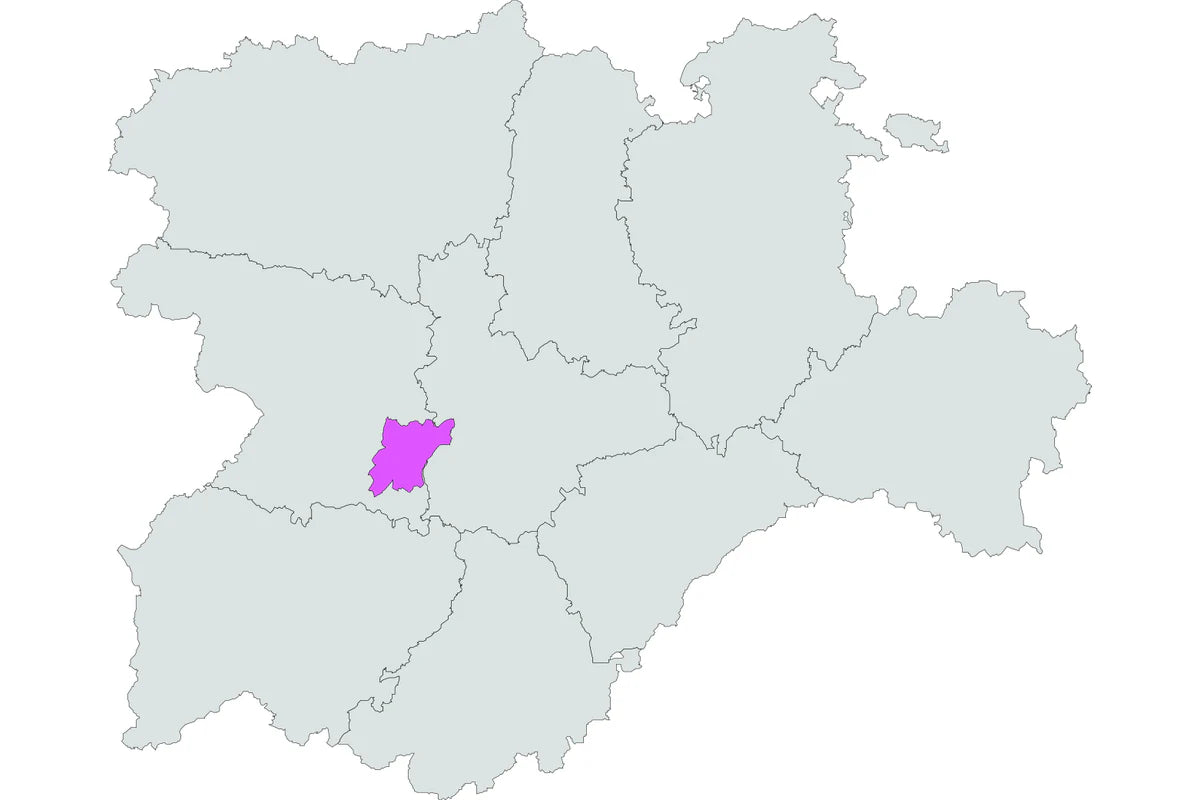 Kaart van Castilla y León met de beschermde wijnregio DOP Toro gemarkeerd