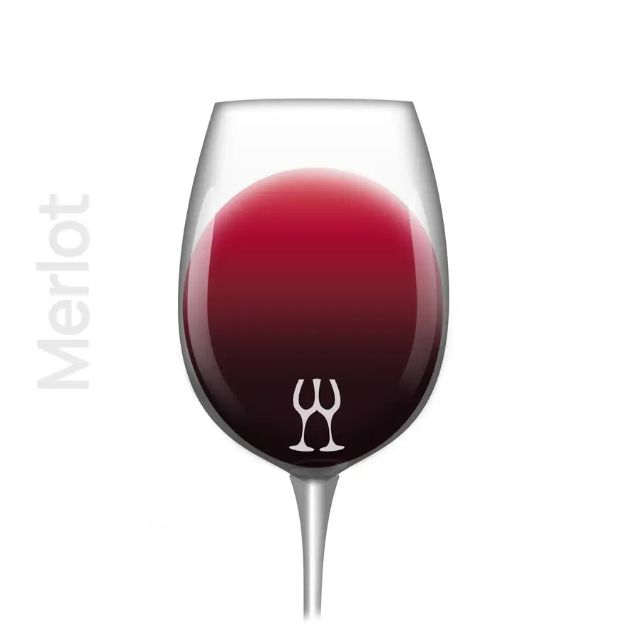 Indicatieve kleur van Merlot in het glas; herkomst, rijpheid en wijnbereiding kunnen de tint veranderen.